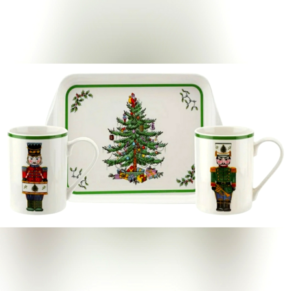 Spode Christmas tree Nutcracker Mugs & Tray 3 piece set-Good for Christmas gift
